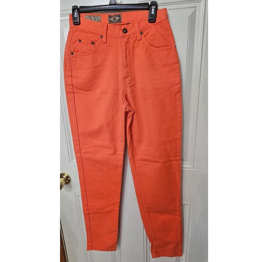 Vintage 90s Express Orange High Waisted Mom Jeans Tapered Leg Size 5/6